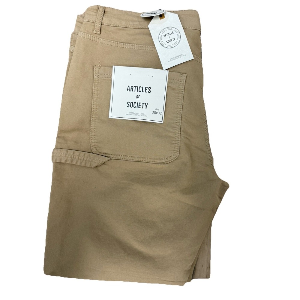 NWT Articles Of Society Relaxed Fit Khaki Knit Denim 38x32 (40x31) Carpenter